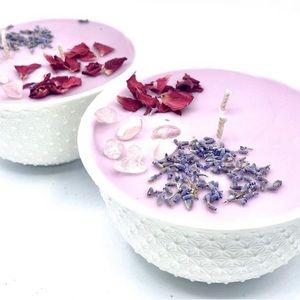 Rose Quartz Crystal Intention Candle